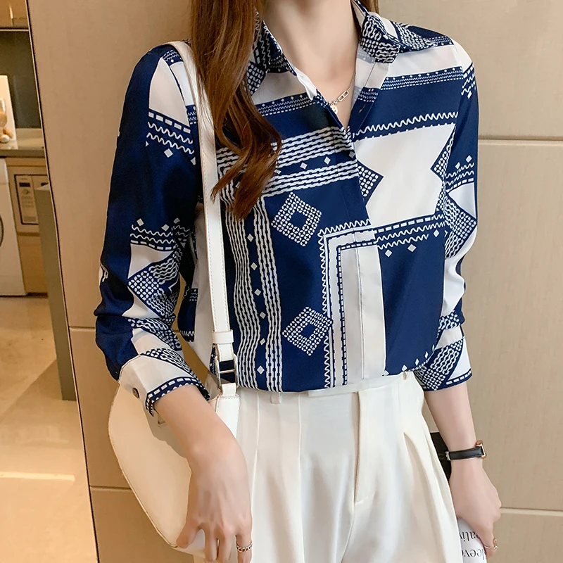 kf H40d8299afbf143f0be5b6cc35a67c4cey Fashion printing ladies shirts Women s Blouses Spring Autumn Long Sleeve Shirts Tops Blusas Mujer