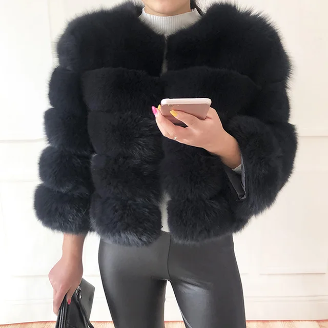 kf H6179cd260fbe490bb48ab9081dc6cd695 2024 new style real fur coat 100 natural fur jacket female winter warm leather fox fur