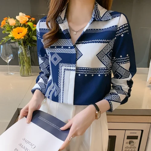 kf H83895b9e17d94e028331c758c5b5897bo Fashion printing ladies shirts Women s Blouses Spring Autumn Long Sleeve Shirts Tops Blusas Mujer