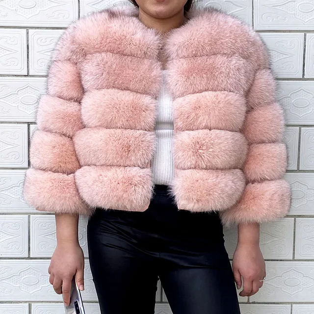 kf H85946cda6ab64e4dbe6aeacad445bea2t 2024 new style real fur coat 100 natural fur jacket female winter warm leather fox fur