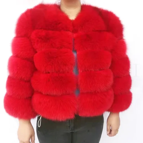 kf H95ac2c70df1b4ab785ca943e49e50866c 2024 new style real fur coat 100 natural fur jacket female winter warm leather fox fur