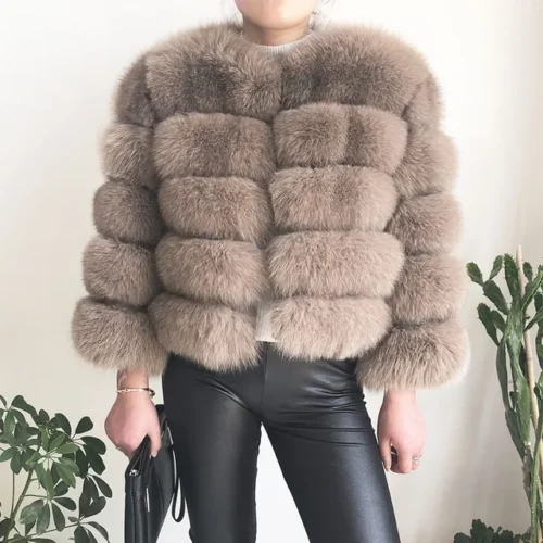 kf HTB1Ff6ZX9SD3KVjSZFKq6z10VXaR 2024 new style real fur coat 100 natural fur jacket female winter warm leather fox fur