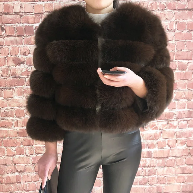 kf He9cb514bef2c46d891c369c9af510b48F 2024 new style real fur coat 100 natural fur jacket female winter warm leather fox fur