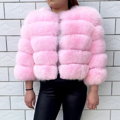 kf Hfb7af7875393480ab252baf00fd392b0D 2024 new style real fur coat 100 natural fur jacket female winter warm leather fox fur