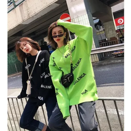 kf S02d860cf537142ba80096752f3457f90A Korean Version of The Personalized Letters Knitted Sweater Fall and Winter New Large Size Women s