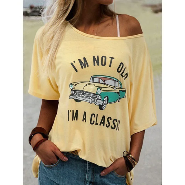 kf S0a4588379c6541d39267068f0d6d4363R Solid Color Letter Car T Shirt Women s Round Neck Short Sleeved Summer Casual Pullover 1