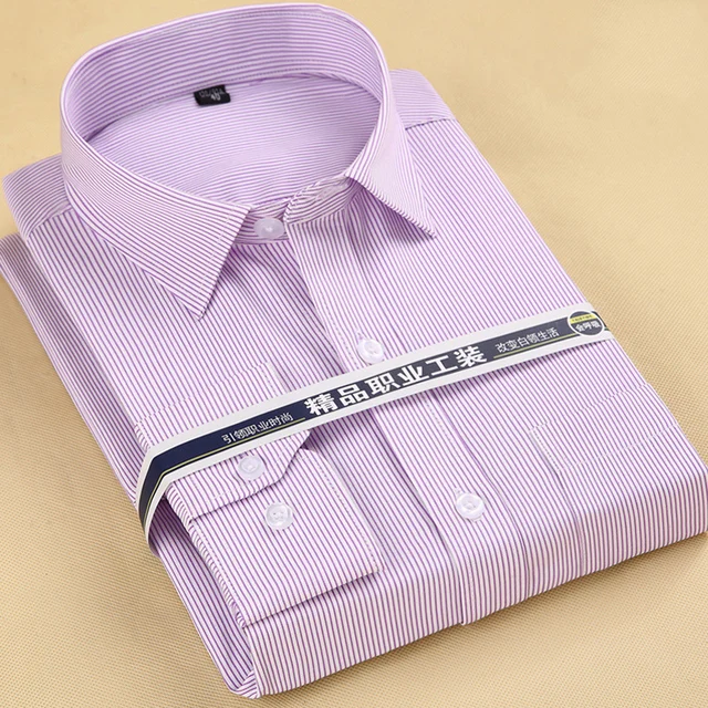 kf S15a02bc17cc84c1eaa90751f3e1d1fbeb 8XL Plus Size Men s Top Quality Dress Shirts Long Sleeve Slim Fit Solid Striped Business