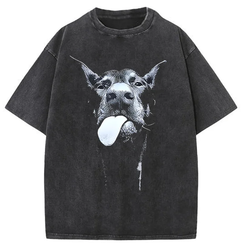 kf S1d9fd132931d4c5fbcf70dd72faa80f0n Men Gothic Letter Dog Printed T Shirt Hip Hop Streetwear Punk Summer Vintage Washed Oversized T