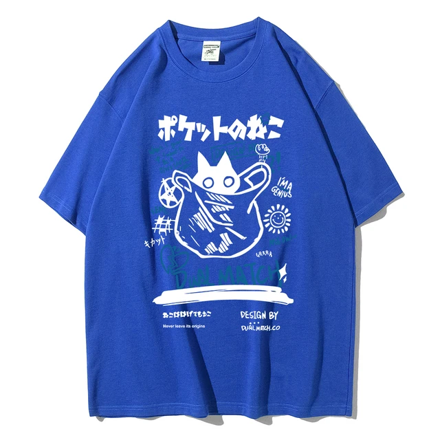 kf S1e3c0043a1294ba4b5addd8baf523210m Men Women Cartoon T Shirts 2024 Summer Harajuku Kawaii Cat Printed Short Sleeve Tees Couple Streetwear