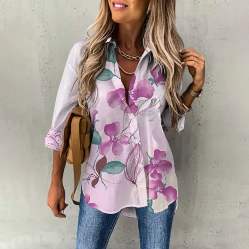 kf S1f350ed7ccb947c89caaf24064529959Y Women s Spring New Fashion Casual Street Button Shirt Elegant and Comfortable Long Sleeve Loose Blouse