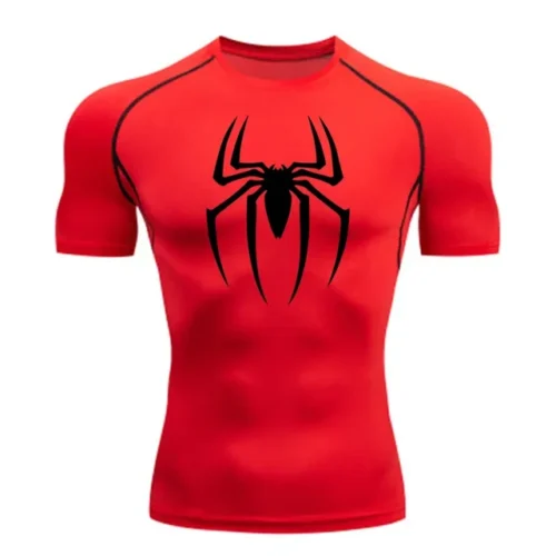 kf S250bdb0762a748529f0eeed404be5fdb6 Men s Spider Print Compression Shirt Quick Dry T Shirt Gym Running Jersey Breathable Short Sleeve 1