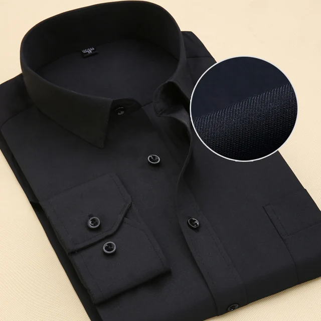 kf S28c9b9bc744e498ca3c865d33f8db401o 8XL Plus Size Men s Top Quality Dress Shirts Long Sleeve Slim Fit Solid Striped Business