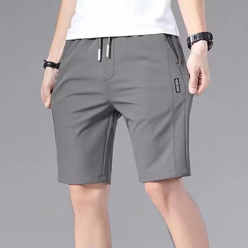 kf S2d98e7234ae04c7f9611d8b2a721c752Y 2023 Summer Men S Sports Shorts Solid Color Straight Pattern Loose Type Elastic Waist Drawstring Casual