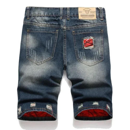 kf S2fd8b7a88b4b49ba9507c33074c4c863t 2024 Summer Vintage Washed Men Denim Shorts Casual Fashion Street Wear Ripped Hole Patches Distressed Male