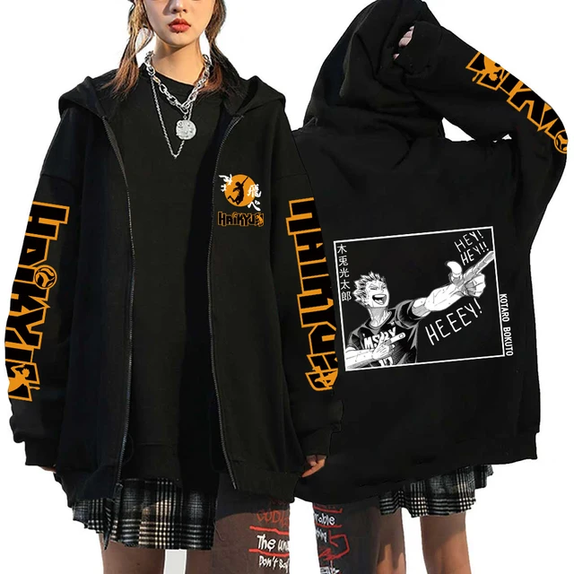 kf S319ddb1e0e704ec084bf4d5c9e9684a0f Women Men Anime Hoodie Haikyuu Zip Up Jacket Karasuno High School Plus Size Sweatshirt Harajuku Unisex