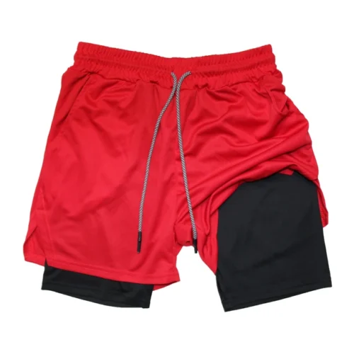 kf S3ecad95f8d77451483b38aee681aecd4G Men s Double Layer Fitness Shorts Men Fitness Gym Training 2 in 1 Sports Shorts Quick