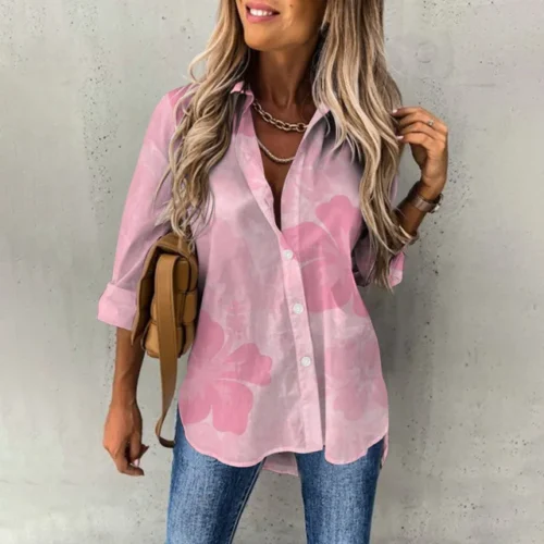 kf S4172972653b147f4909496145fe93e838 Women s Spring New Fashion Casual Street Button Shirt Elegant and Comfortable Long Sleeve Loose Blouse 1