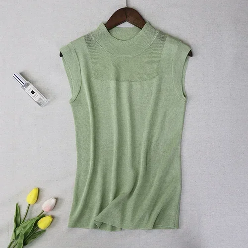 kf S4315c5009ca141a7b914f2ce121e569az Blusas Mujer De Moda 2024 Sleeveless Knitted Blouse Shirt Tops Women See Through Top Blouse Women