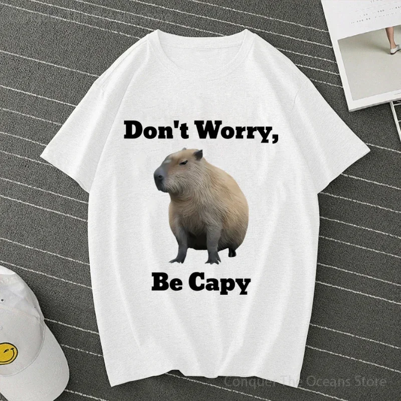 kf S43ceab1380f74716b87d6f29c361fa39W Don t Worry Be Capy Capybara Print Cotton Men s T Shirt And Women Tee Clothing