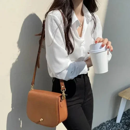 kf S451ef5820dd645dfa3017fbbc41f5b212 Black Korean New Spring Fashion Women Tops Blouse White Blouse Bottom Shirt Chiffon Shirt Office Lady