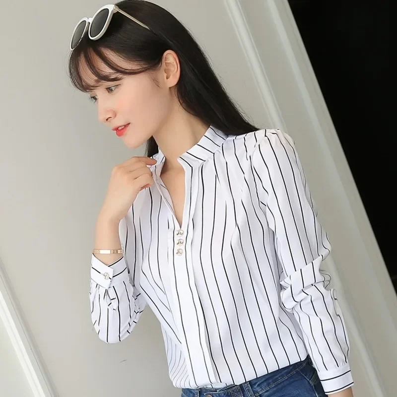 kf S4b1d6d663309401d8ccc62354718a3a3Z JFUNCY Women s Blouses Office Lady OL Work Shirts Long Sleeve Women Tops Fashion Casual White