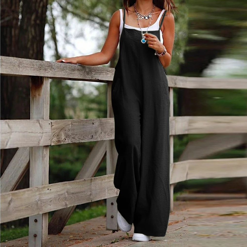 kf S4d215ccc678c423cae2658c595d03d83r Plus Size Cotton Linen Overalls Pants Loose Wide footed Casual Jumpsuit For Women Clothing Oversized 2023