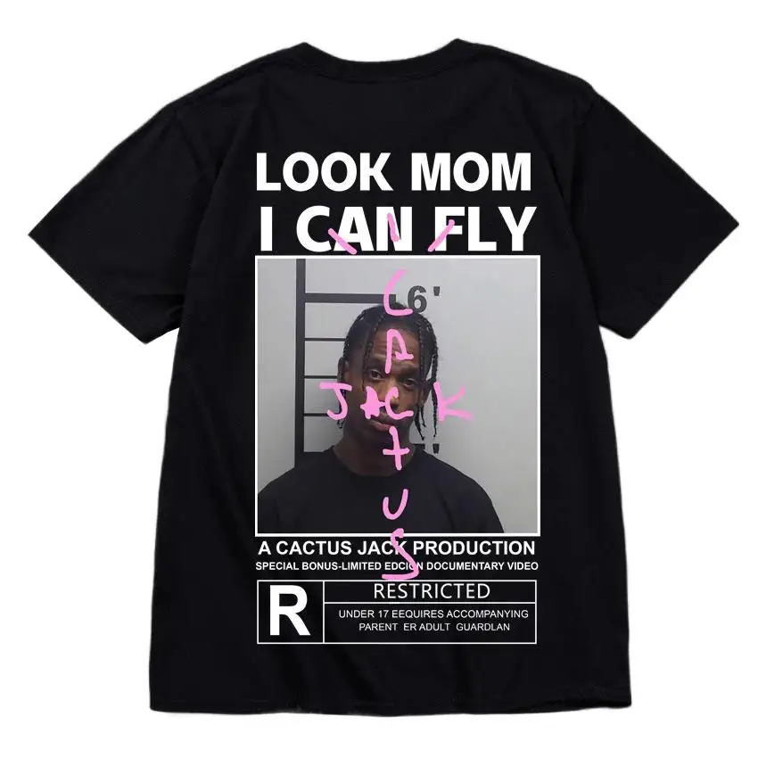 kf S61d2a9a3871c435e9b74bef2c173b1a8b HOT SALE Cactus Jack T shirt High Quality Cotton Men Women LOOK MOM I CAN FLY