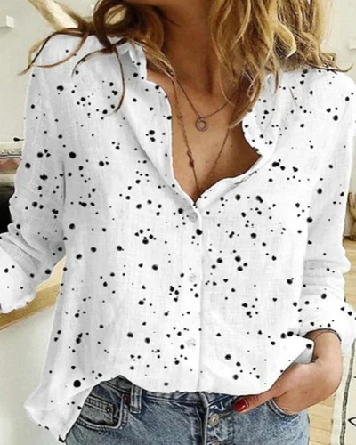 kf S6443cbc4fb37432b9c09d9a5032ec77f9 Elegant Cotton Linen Shirts Women Casual Solid Button Lapel Blouses Shirts Autumn Winter Long Sleeve Loose