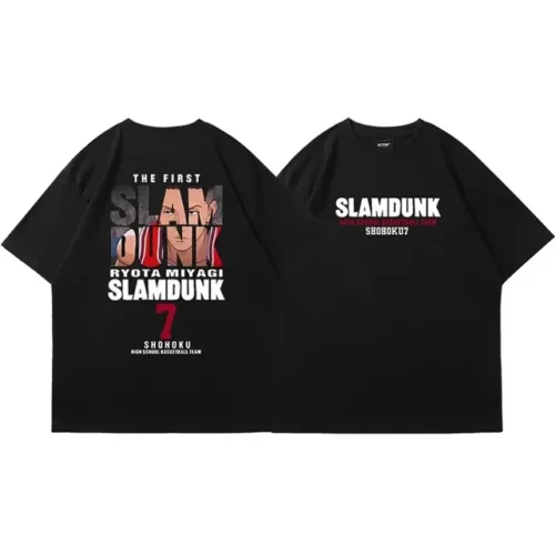 kf S6990d8c1d2264207bdf5880d932f36abO 2024 Anime Slam Dunk Print T Shirt Men s Oversized Japanese Manganese Cotton Short Sleeve Fast