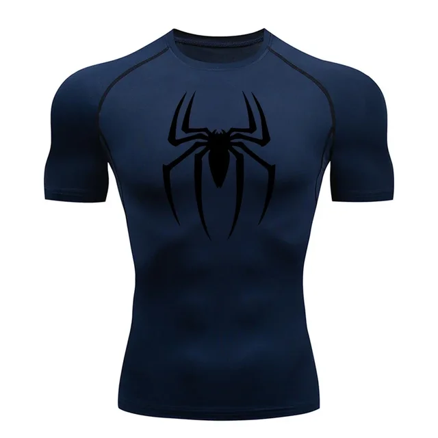 kf S76345e95d7bd41919e6d38676a02ed8ch Men s Spider Print Compression Shirt Quick Dry T Shirt Gym Running Jersey Breathable Short Sleeve