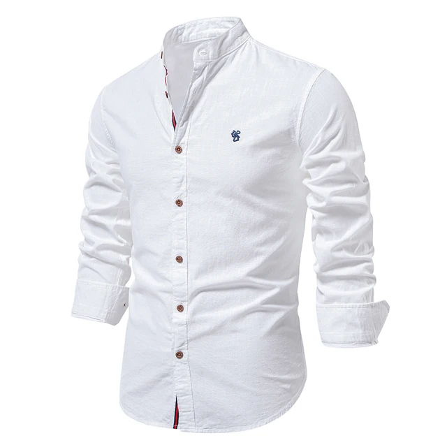 kf S77cf6a78ef4944aaa661f2044be4f23ag AIOPESON New Spring Cotton Social Shirt Men Solid Color High Quality Long Sleeve Shirt for Men