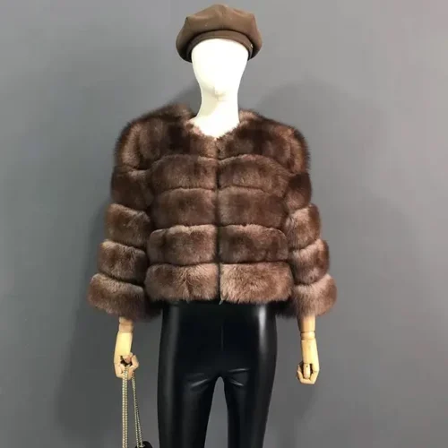 kf S7801e4dc7fe8422cb8b0373fca254f3cE 2024 new style real fur coat 100 natural fur jacket female winter warm leather fox fur