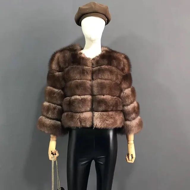 kf S7801e4dc7fe8422cb8b0373fca254f3cE 2024 new style real fur coat 100 natural fur jacket female winter warm leather fox fur