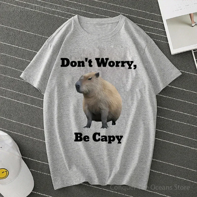 kf S7bd24e6f77b440d18b3dbfd8eae2f0c19 Don t Worry Be Capy Capybara Print Cotton Men s T Shirt And Women Tee Clothing