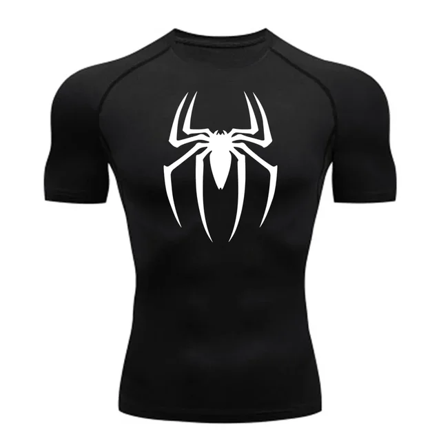 kf S804b1337228543d987e3b7947c01003bB Men s Spider Print Compression Shirt Quick Dry T Shirt Gym Running Jersey Breathable Short Sleeve 1