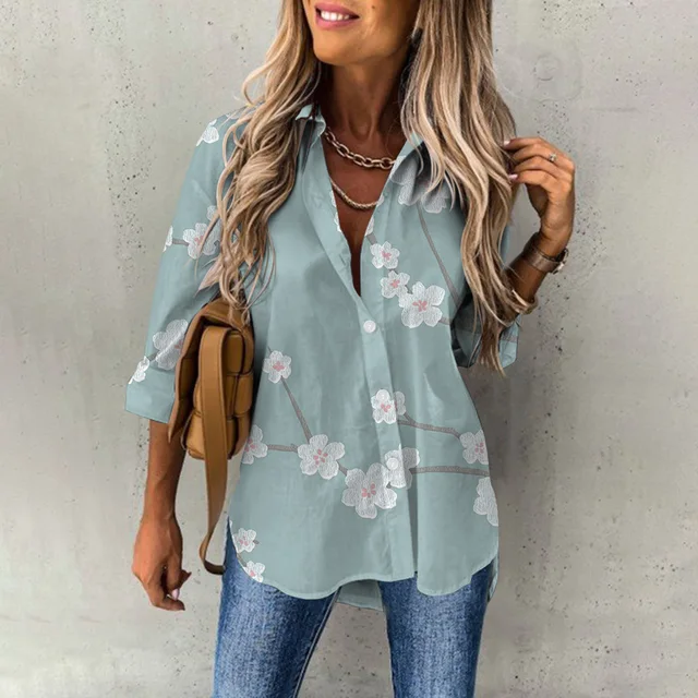 kf S807c6417127a43d397f5f86d271c7f36m Women s Spring New Fashion Casual Street Button Shirt Elegant and Comfortable Long Sleeve Loose Blouse