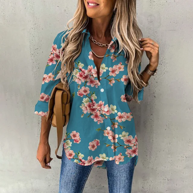 kf S8d9e059d77804056944a45ba74c1eacct Women s Spring New Fashion Casual Street Button Shirt Elegant and Comfortable Long Sleeve Loose Blouse 1