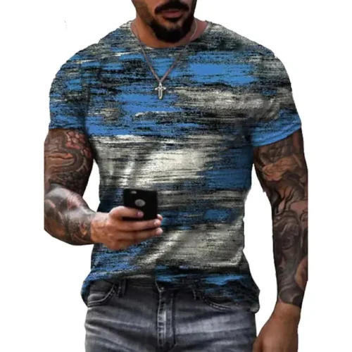 kf S918988948a624a8d84f35f09b19a3f3bz Summer Graffiti 3D Print Men s T shirts Streetwear Polyester 0 Neck Loose Short Sleeve Tops