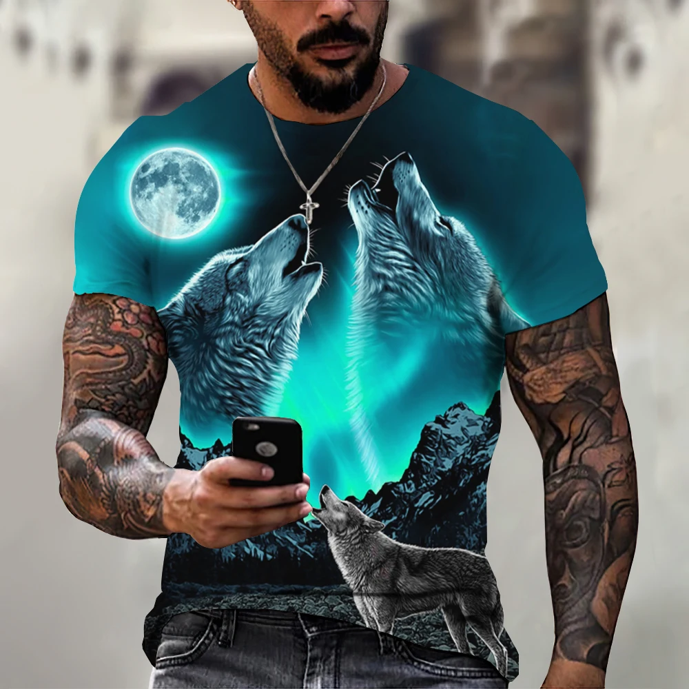 kf S93d47713bbdb4962b1aafc87f9a56cb5T 3D T Shirt For Men Vintage O neck Short Sleeve Tops Girls Wolf Print Harajuku Men