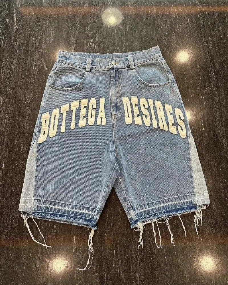 kf S9d9a09a7744c41f0a83844353c073dc13 American Street Harajuku Retro Denim Shorts with Letter Embroidery Oversized Jeans Men Y2k Loose Casual Versatile