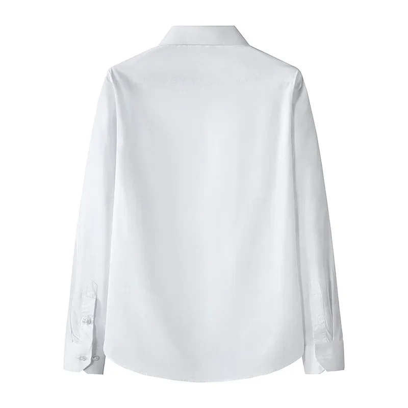 kf Sa11a1385cc734f31b376f74efeca5fc36 New Solid Color Men s Long sleeved Shirt Business Casual Shirt Slim Formal Office Male White