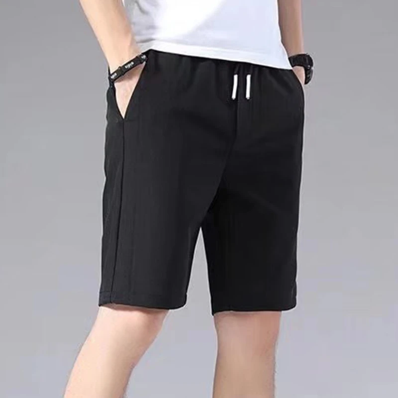 kf Sa25c911bc56549e2b2217bd5cb0d33f4E 2023 Summer Men S Sports Shorts Solid Color Straight Pattern Loose Type Elastic Waist Drawstring Casual