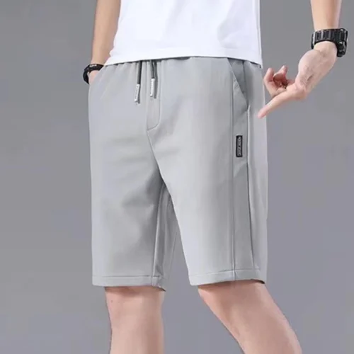 kf Sa4ba9e81c9304427a6341ead3a48c66bj 2023 Summer Men S Sports Shorts Solid Color Straight Pattern Loose Type Elastic Waist Drawstring Casual