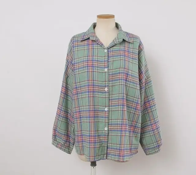 kf Sa88b55df57b04951a9ae5f272327cccbh Plaid Shirt Women Autumn Long Sleeve Top Female Vintage Fashion Single Breasted Blouse Ladies Preppy Style