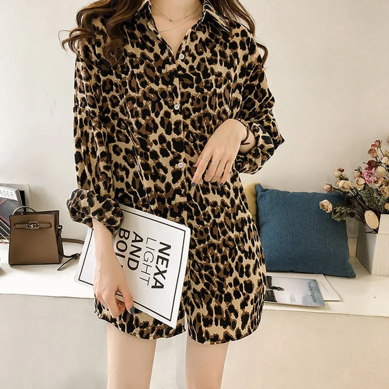 kf Sa93fcd52e13b45e9ba2434922aaac905O Spring Autumn Turn Down Collar Leopard Print Elegant Fashion Shirt Ladies Long Sleeve Harajuku Y2K Loose