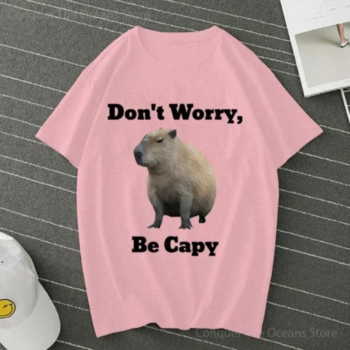 kf Sadb72577b9fb47a59623e8a53cfcf4188 Don t Worry Be Capy Capybara Print Cotton Men s T Shirt And Women Tee Clothing