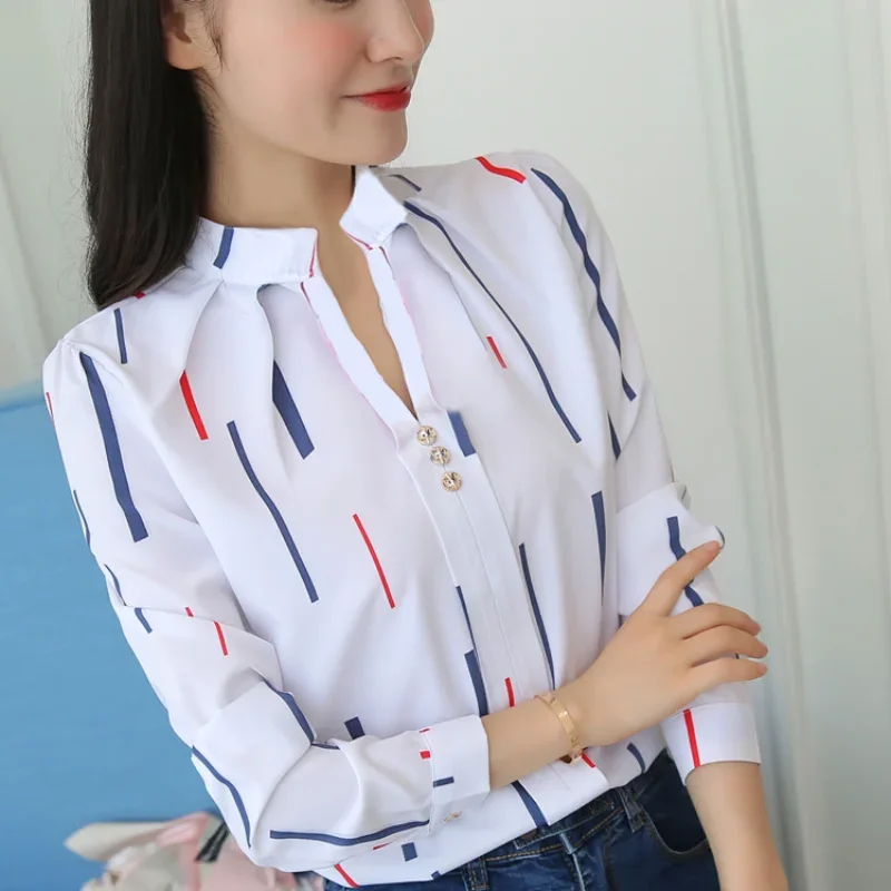 kf Sb69252ace2b7432eb2b1074f4cb9cf14O JFUNCY Women s Blouses Office Lady OL Work Shirts Long Sleeve Women Tops Fashion Casual White