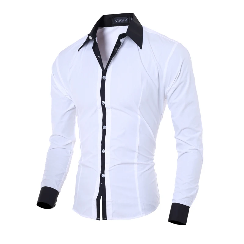 kf Sc165c26762fa487ba16acd794b74fc4dj Mens Stripes Shirts Long Sleeved Slim White Social Shirts Casual Male Clothes Business Camisa Masculina Chemise