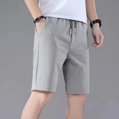 kf Sc1713c4985434659af8d09fab28f3be56 2023 Summer Men S Sports Shorts Solid Color Straight Pattern Loose Type Elastic Waist Drawstring Casual