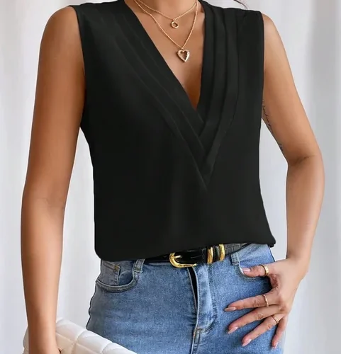 kf Sc20d787990f7448bab8b453041ccc130W Solid Casual Loose Sleeveless Blouses For Women Fashion Summer Women s Oversized Shirts And Blouses Elegant